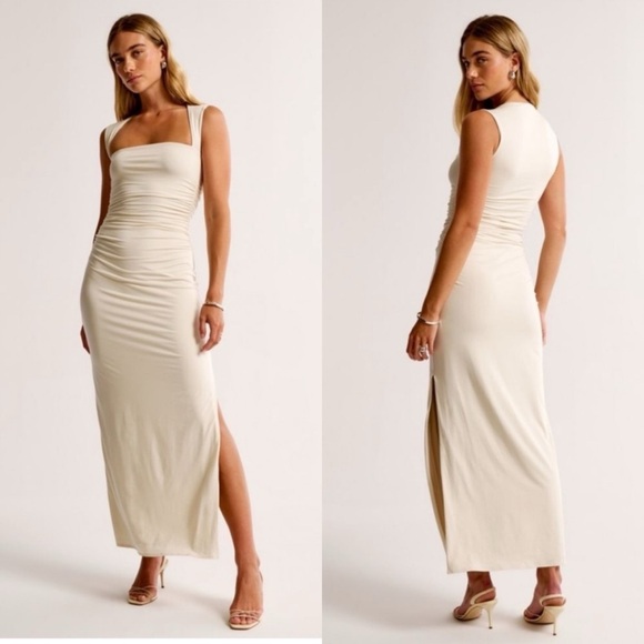 Abercrombie & Fitch Dresses & Skirts - NWT Abercrombie Cream Ruched Maxi Dress Modal